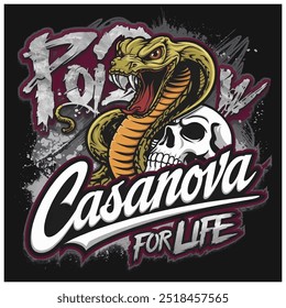 T-shirt design with snake and girlfriend - vector illustration(6)