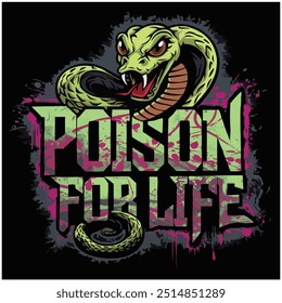 T-shirt design with snake - vector illustration