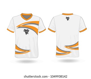 T-shirt design sport with Orange stripe and logo Template for design on white background. Vector illustration eps 10.