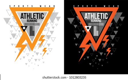 t-shirt design sports athletic fitness wear on white and black background