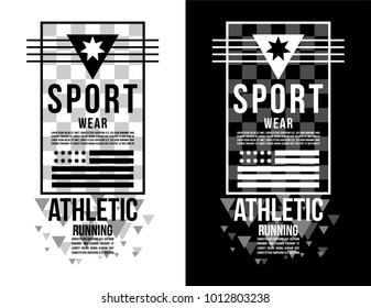 t-shirt design sports athletic fitness wear on white and black background