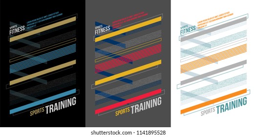 t-shirt design sports athletic fitness wear on black, gray and white background