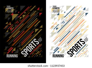 t-shirt design sports running fitness wear with line art on black and white background