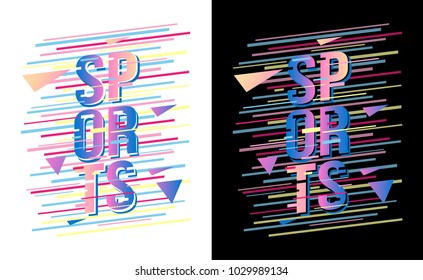 t-shirt design sports wear typography on white and black background