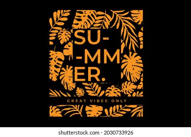 T-shirt design of summer leaf tropical typography