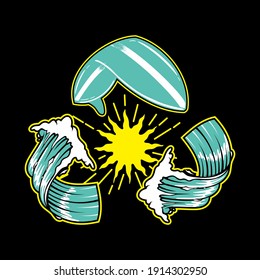 T-shirt Design Summer Sun Island Coconut Tree Surfing Vector
