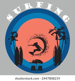 t-shirt design for surfing.vector design template.