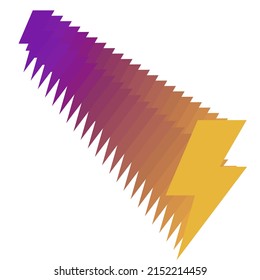 t-shirt design of the symbol of lightning repeated several times in perspective. Abstract vector illustration.