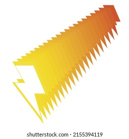 diseño de camisetas del símbolo del relámpago repetidas varias veces en perspectiva. Ilustración del vector abstracto.	