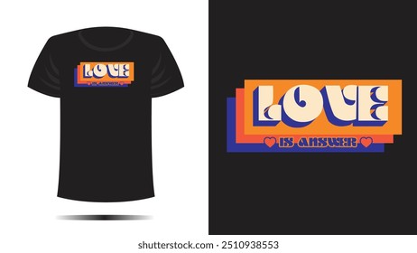 Tshirt design. T shirt love print. Vector template retro lettering and typography 
