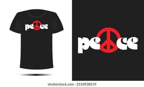 Tshirt design. T shirt peace print. Vector template peace lettering and typography 
