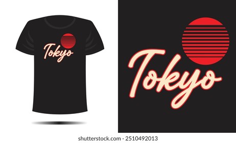 Tshirt design. T shirt tokyo print., Vector template in shape lettering and typography cool unique fashion style