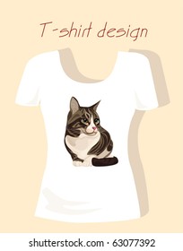 T-shirt design with tabby cat