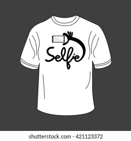 T-shirt design with Taking selfie. Vector illustration