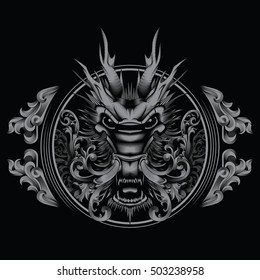 T-shirt Design Tattoo Chinese Mythical Zodiac Creature Filigree Swirl Dragon
