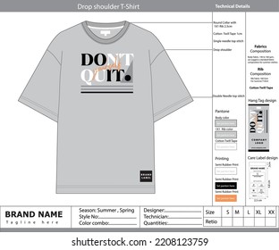 T-shirt design with technical tech pack. - Shutterstock ID 2208123759