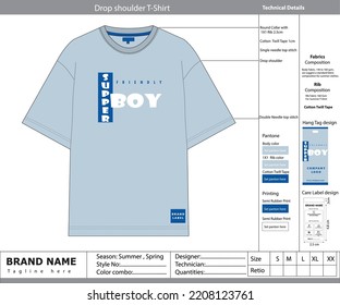 T-shirt design with technical tech pack.