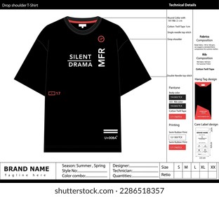 T-shirt design with technical tech pack.