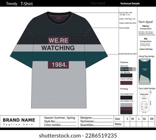 T-shirt design with technical tech pack.