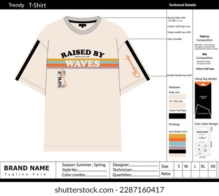 T-shirt design with technical tech pack.