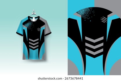 T-Shirt Design-Vorlage, T-Shirt Mockup Abstraktes Grunge Sport Jersey Design für Cricket, Fußball, Rennen, Sport, Laufen Fußball Jersey. Einheitliche Frontansicht

