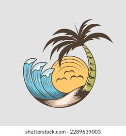 plantilla de diseño de camisetas. ilustración vectorial de diseño de playa de verano.