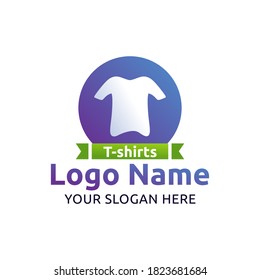 T-Shirt Design Template Vector logo, in purple and green gradient, perfect for a laundry business or a clothes shop.