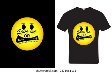t-shirt design with text and emoji shape