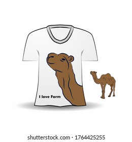t-shirt design with text i love farm and camel illustration. Kids apparel vector design