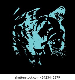  T-shirt design with a tiger head hidden behind leaves