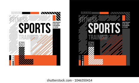 t-shirt design training sports fitness wear on white and black background