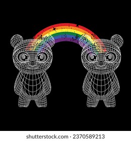 T-shirt design of two bears united by a rainbow. Vector illustration good for gay pride day.