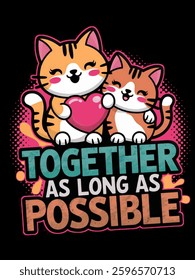 T-shirt design with two cats loving each other