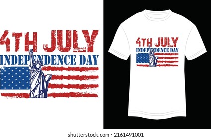 T-shirt Design USA 4th July USA Independence Day Vector Colorful Illustration in Black Background