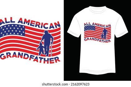 T-shirt Design USA American Grandfather Vector Colorful Illustration in White Background