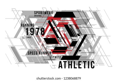 t-shirt design vector geometry printing athletic sportswear on white background