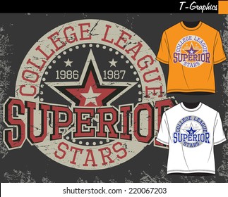 t-shirt design, vector graphics, teen graphics,college league