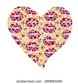 
Diseño de camisetas con ilustración vectorial de un corazón de impresión animal aislado en blanco
