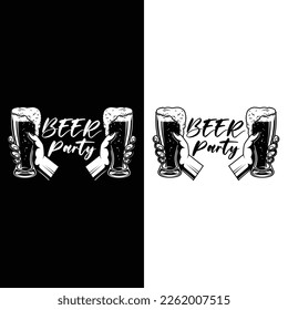 T-Shirt-Design-Vektorgrafik mit Illustration des Bierdesigns