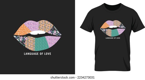 T-Shirt design vector lips flower