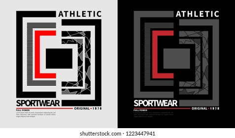 t-shirt design vector printing athletic sportswear on black and white background