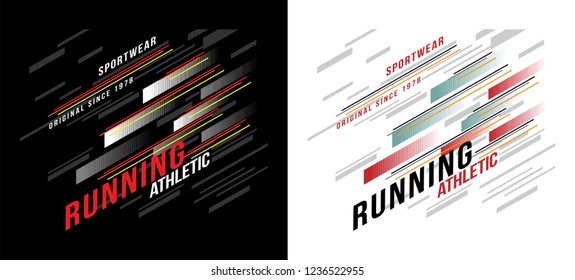 t-shirt design vector printing running athletic sportswear on black and white background