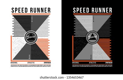 t-shirt design vector printing speed runner athletic sportswear on black and white background