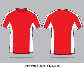 T-Shirt Design Vector with Red/White Colors.Front And Back Views.
