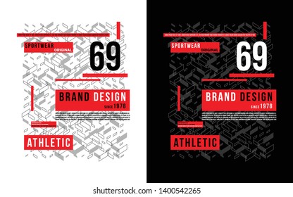 t-shirt design vector for silk-screen printing athletic sportswear on black and white background