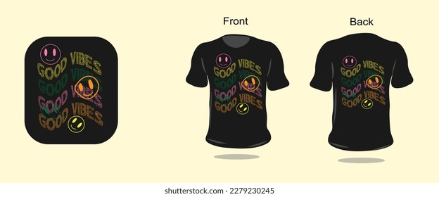 T-shirt design, T-shirt vector, typography, good vibes, with colorful typography designs