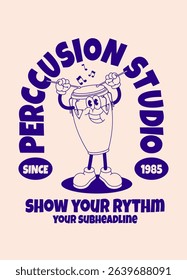 T-Shirt Design of Vintage Conga Drum Illustration