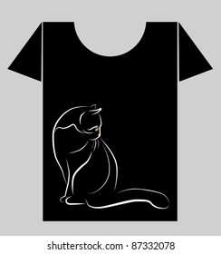 t-shirt design with  white  cat