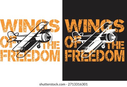 Design de camiseta, asas da liberdade.
