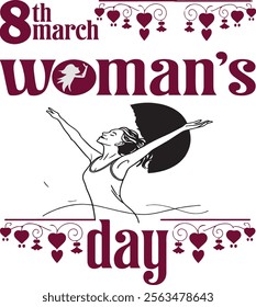 T-shirt design ,woman's Day vector art illustration